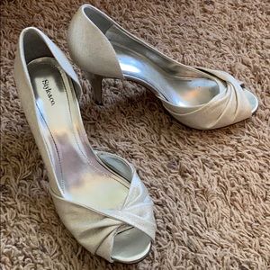 Silver metallic heels